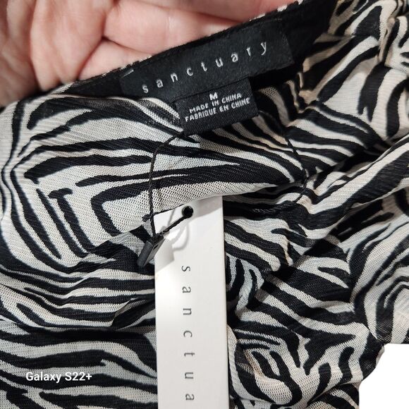 Sanctuary Let's Party Mesh Mini Dress Womens SZ Med NWT Zebra Baddie Y2K Urban - Picture 2 of 4